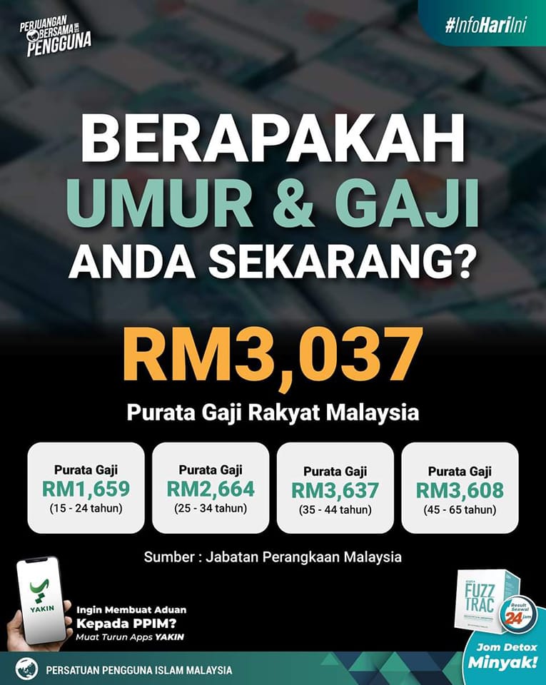 Purata Gaji Rakyat Malaysia Mengikut Jabatan Perangkaan Malaysia ...